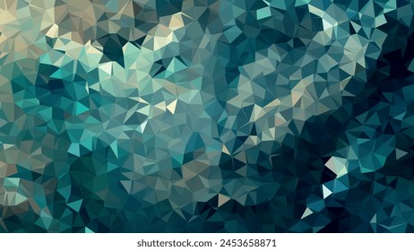 Ein abstraktes blau-weißes Gemälde mit vielen Dreiecken. Das Bild ist in verschiedenen Blau- und Weißtönen gehalten und vermittelt ein Gefühl von Tiefe und Bewegung