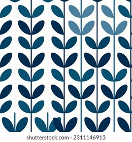 Blue and White Abstract Scandinavian Design
