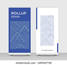 Blue white Abstract Shapes Modern Exhibition Advertising Trend Business Roll Up Banner Stand Poster Brochure flat design template creative concept. Blue white Roll Up EPS. Presentation Cover