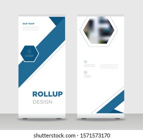 Blue white Abstract Shapes Modern Exhibition Advertising Trend Business Roll Up Banner Stand Poster Brochure flat design template creative concept. Blue Roll Up EPS. Presentation Cover
