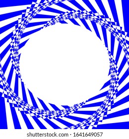 Blue and white abstract striped frame. Optical art. Vector.