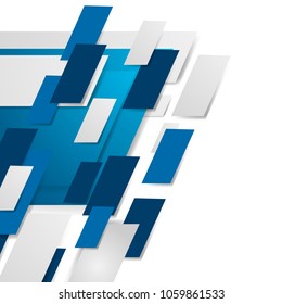 Blue and white abstract tech squares concept vector background