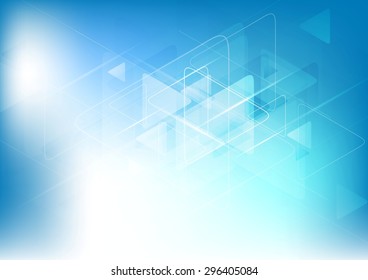 Blue white abstract technology background with triangles. Vector design