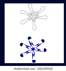 blauer, abstrakter Vektorgrafik und Linienkunst