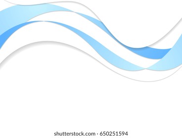 Blue and white abstract wavy corporate background. Vector design