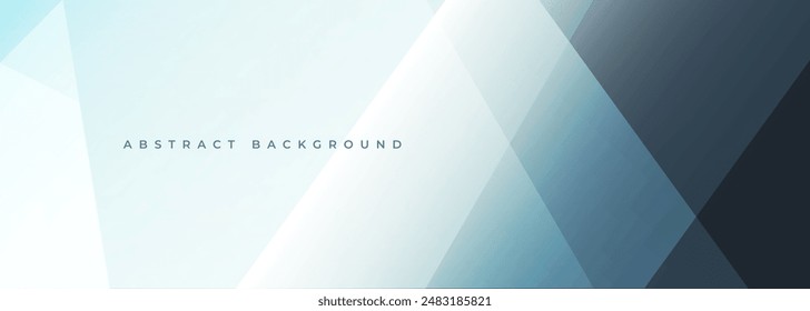 Blue and white abstract wide banner with geometric shapes. Modern blue abstract background. Vector illustration