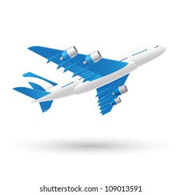 Blue and White Airplane Icon