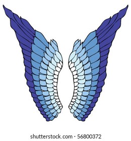 blue and white angel wings, design elements