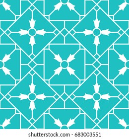 Blue and white arabic ornamental ceramic tile vector design