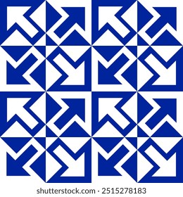 Blue and white arrow seamless tile pattern