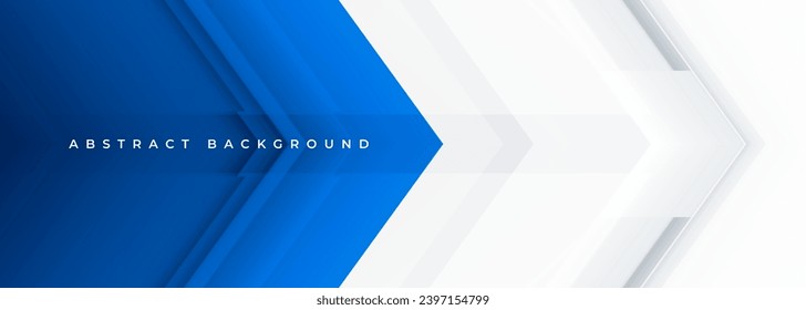 Blue and white arrows futuristic technology background concept high-speed movement. Wide vector illustration banner