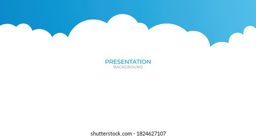 Blue and white background with abstract cloud sky graphic elements for presentation template and web header design. Vector illustration for business, corporate, institution, festive, seminar, talks