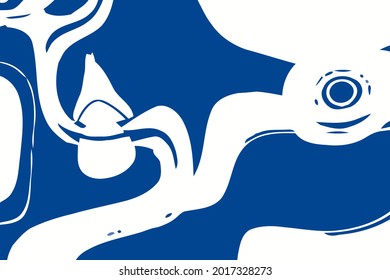 Blue and white background. Abstract vector. Moving waves design. Fluid geometry. 2D rendering digital illustration.