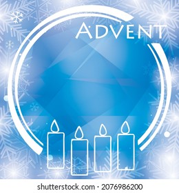 blue white background with advent candles and frame - vector decorations