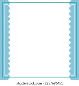 Blue and white background color with stripe line and zig zag shape. Suitable for social media post and web internet ads. Template layout. Frame, boarder for text, picture, advertisement. Empty space. 