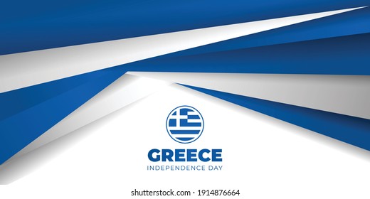 Blue white background design with greece emblem flag. good template for Greece Independence Day
