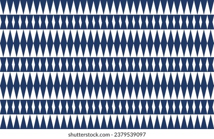 blue and white background, diamond pattern arrange as horizontal strip repeat seamless style, design for fabric print, wallpaper, t-shirt paint screen