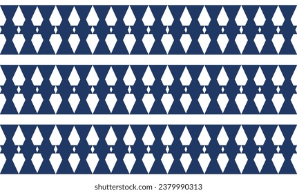 blue and white background, diamond pattern arrange as horizontal strip repeat seamless style, design for fabric print, wallpaper, t-shirt paint screen
