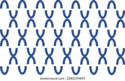 blue and white background with a pattern, blue U curve seamless repeat pattern, replete image design for fabric printing on white background