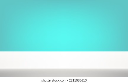 Blue White background. Space for displaying products. Room in the 3d. Vector illustration.