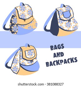 Blue and white backpacks.vector bag