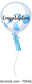 Blaue und weiße Ballons mit Wortbeglückwünschung zur Illustration