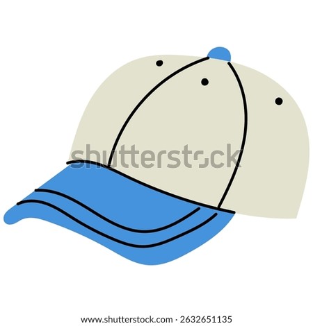 Blue and White Baseball Cap. Casual blue and white baseball cap, commonly worn for sports, fashion, or sun protection.