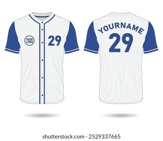 Blau-weißes Baseball Jersey Uniform Smoking Vorder- und Rückseite
