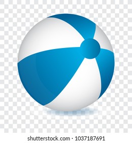 Blue And White Beach Ball, Vector Illustration.