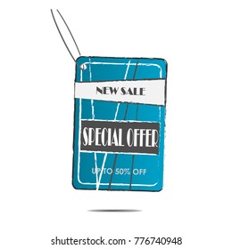blue white and black abstract design New sale special offer up to 50% off price tag sticker label discount isolated