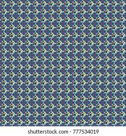 Blue, white and black background. Vector colorful rectangles seamless pattern.