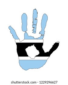 blue, white, black color of the flag. vector handprint in the form of the flag of Botswana.