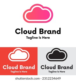 Blue, white, black modern cloud brand logo	