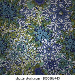 Blue, white and black on colors. Tender fabric pattern. Seamless Abstract Retro Background Design. Vector. Pattern.
