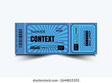 Blue and white boarding pass template in flat design
