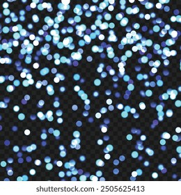 Blue and white bokeh lights on dark background, creating tranquility. Vector illustration