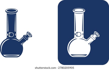 Blue and white bong on white and blue backgrounds waterpipe