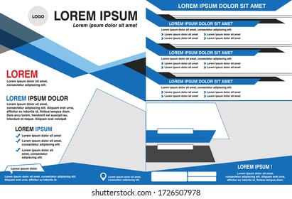 Blue & white brochure layout template.