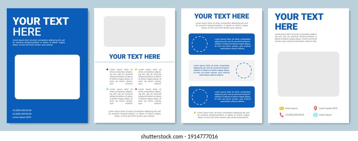 Blue and white brochure template design. Minimal business flyer, booklet, leaflet print, cover design with text space. Vector layouts for magazines, annual reports, advertising posters