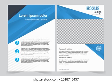 Blue and White Brochure template flyer design, front and back template for annual report, magazine, poster