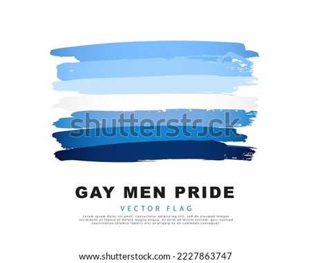 Blue and white brush strokes drawn by hand. Gay men pride flag. Sexual identification. A colorful logo of one of the LGBT flags.