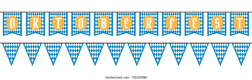 Blue and white bunting for Oktoberfest isolated on white