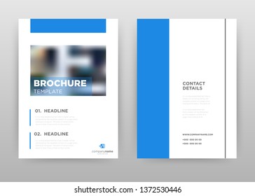 Blue and white business annual report brochure flyer design. Multipurpose abstract brochure template, include cover and back pages. Rectangle flyer leaflet vector design. Vertical A4 format.