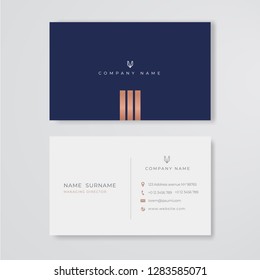 Blue and white business card clean design vector template