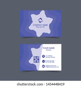 Blue and white business card template. Vector illustration.
