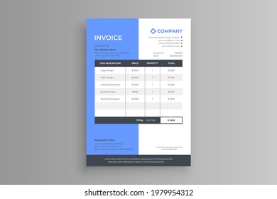blue white business invoice design