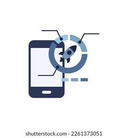 blue and white business mission presentation flat icon symbol