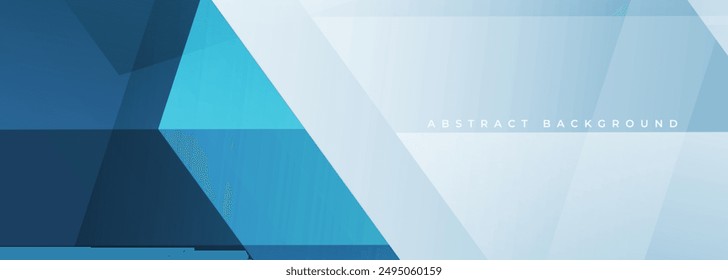 Blue and white business presentation creative abstract background with geometric lines and shapes. Wide vector illustration for banner, background, poster, wallpaper, card, brochure