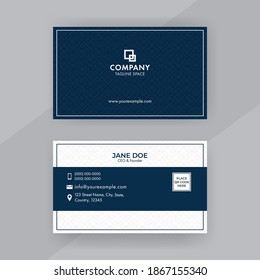 Blue And White Business Or Visiting Card With Double-Sides Presentation.