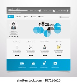 Blue And White Business Website Template Design EPS 10